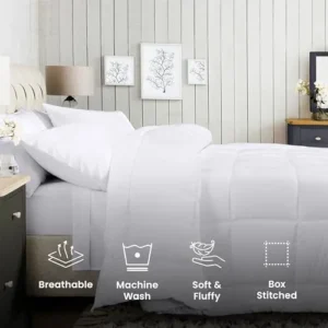 Utopia Bedding All Season Down Alternative Quilted Comforter – Microfiber Duvet Insert with Corner Tabs – Machine Washable – Bed Comforter, White, Queen