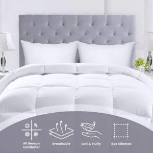 Utopia Bedding Comforter – All Season Comforters Queen Size – Plush Siliconized Fiberfill – White Bed Comforter – Box Stitched