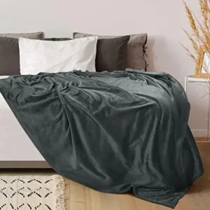 Utopia Bedding Fleece Blanket Queen Size Grey 300GSM Luxury Bed Blanket Anti-Static Fuzzy Soft Blanket Microfiber (90×90 Inches)