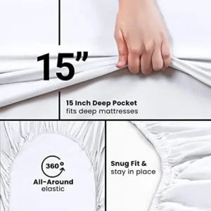 Utopia Bedding Queen Fitted Sheet – Bottom Sheet – Deep Pocket – Soft Microfiber -Shrinkage and Fade Resistant-Easy Care -1 Fitted Sheet Only (White)