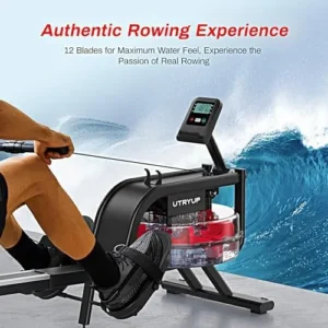 UTRYUP Water Rowing Machines for Home, Water Rower Machine with Bluetooth, App Supported, 15L Large Capacity and 12 Blades Enhance Resistance, Easy Assembly Equipped with Electric Water Pump