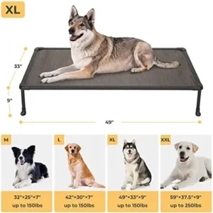 Veehoo Cooling Outdoor Elevated Dog Bed – Chewproof Raised Dog Cots Bed for Large Dogs, Washable Pet Platform with Non-Slip Feet for Indoor and Outdoor, X-Large, Brown, CWC2203A