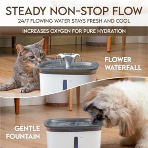 Veken 95oz/2.8L Pet Fountain, Automatic Cat Water Fountain Dog Water Dispenser with Replacement Filters for Cats, Dogs, Multiple Pets (Grey, Plastic)