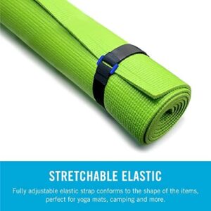 VELCRO Brand VEL-30792-AMS 15 Inch Elastic Straps 4 Pack | Stretchable and Adjustable for Snug Fit | Fasten Lumber, Yoga Mats, Tools, Camping Equipment, More | Cinch with Buckle, Black 15×1