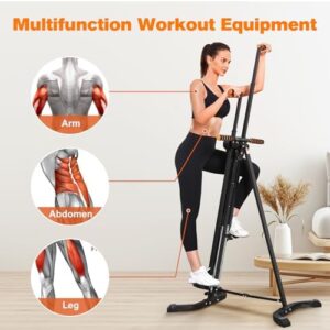 Vertical Climber Exercise Machine for Home Gym with 4 Metal Guide Rails Folding Exercise Climber Cardio Workout Machine 5-Level Resistance Stair Stepper Newer Version,Easy to Assemble