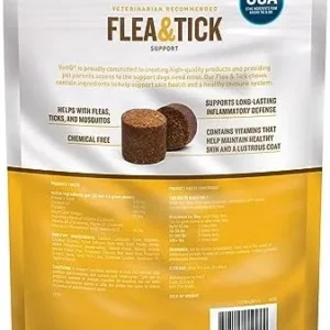 VetIQ Flea & Tick Support for Dogs, Flea and Tick Chewable for Dogs, Supports Dog’s Natural Flea Defenses, Free of Added Chemicals and Garlic, Hickory Smoke Flavor, 60 Count