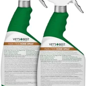 Vet’s Best Flea and Tick Home Spray | Flea Treatment for Dogs and Home | Plant-Based Formula | 32 Ounces, 2 Pack