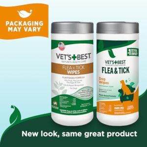 Vet’s Best Flea and Tick Wipes for Dogs and Cats – Flea Treatment for Cats and Dogs – Plant-Based Formula – Certified Natural Oils – 50 Count