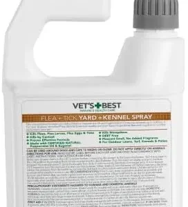 Vet’s Best Flea and Tick Yard and Kennel Spray – kills Mosquitoes with Certified Natural Oils – Plant Safe with Ready-to-Use Hose Attachment – 32 oz