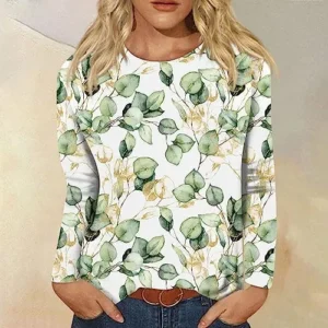 Vintage Tees for Women Women’s Fashion Casual Round Neck Long Sleeve Printed T-Shirt Top