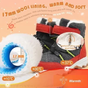 visionreast Boys Girls Wool Lining Snow Boots Winter Walking Boots for Kids Non Slip Unisex-Child Cold Weather Shoes Outdoor Boots