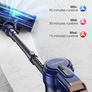 Voweek Cordless Vacuum Cleaner, 6 in 1 Lightweight Stick Vacuum with 3 Power Modes, LED Display, Powerful Vacuum Cleaner Up to 45min Runtime for Hardwood Floor Pet Hair Home Car