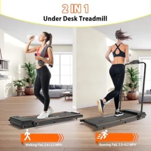 Walking Pad Treadmill, Under Desk Treadmill Foldable 2 in 1, 6.2 MPH Running Treadmill with Remote Control and LED Display, Running Machine for Home Office Use