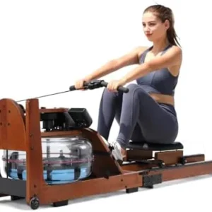 Water Rowing Machine, Wood Water Rower with LED Monitor Water Resistance Wooden Rower Machine for Home Use Capacity