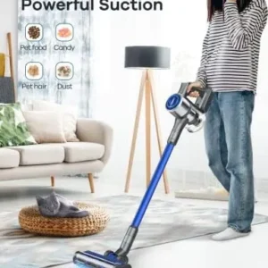 WELOV Cordless Vacuum Cleaner 6 in 1 Lightweight Stick Vacuum Cleaner 35Kpa Powerful Suction, Max 45mins Runtime 350W Motor Vacuum Cleaner with LED Display for Pet Hair, Hard Floor Carpet S30