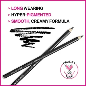 wet n wild Color Icon Kohl Eyeliner Pencil Black, Long Lasting, Highly Pigmented, No Smudging, Smooth Soft Gliding, Eye Liner Makeup, Baby’s Got Black