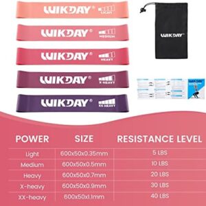 WIKDAY Resistance Bands for Working Out Exercise Loop Bands Workout Bands Set for Men Women Body Stretching, Crossfit Training, Home Workout, Physical Therapy, Booty Legs, Set of 5