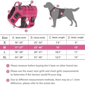 WINGOIN Pink Harness with Handle Tactical Dog Harness Vest for Large Medium Dogs No Pull Adjustable Reflective K9 Military Dog Vest Harnesses for Bull Terrier, Dalmatian, Border Collie, Wolfdog(M)