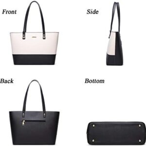 Women Fashion Synthetic Leather Handbags Tote Bag Shoulder Bag Top Handle Satchel Purse Set 4pcs