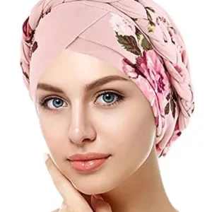 Women Turban African Pre Tied Bonnet Hairwrap for Sleeping Flower Knot Bonnet Cap Turban Head Wraps