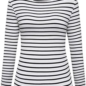 Women’s Long Sleeve Striped T-Shirt Tee Shirt Tops Slim Fit Blouses