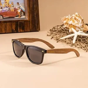 Woodies Walnut Wood Sunglasses with Dark Polarized Lenses for Men and Women | 100% UVA/UVB Ray Protection