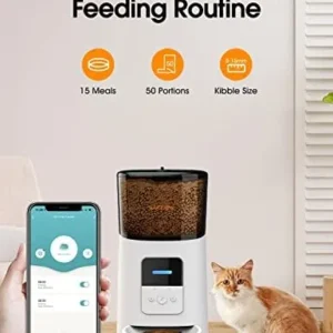 WOPET 6L Automatic Cat Food Dispenser,WiFi Automatic Cat Feeder with APP Control for Remote Feeding,Automatic Dog Feeder with Low Food Sensor and Voice Recorder,Up to 15 Meals per Day (White)