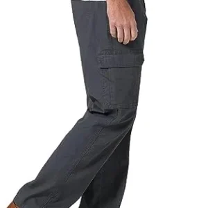 Wrangler Authentics Men’s Relaxed Fit Stretch Cargo Pant, Anthracite Twill, 40W x 30L