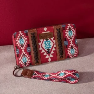 Wrangler Wallet Purse for Women Western Aztec Clutch Wristlet Wallet with Credit Card Holder