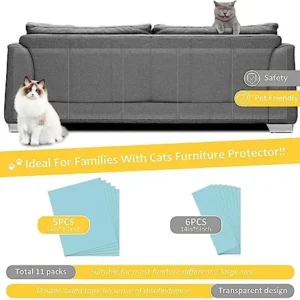 XMZCYMyo Anti Cat Scratch Furniture Protectors, Couch Corner Protectors for Cats, 11 Pcs Double Sided Sofa Anti Scratching Sticky Tape, Sticky Paws for Cats, Cat Scratching Deterrent Tape