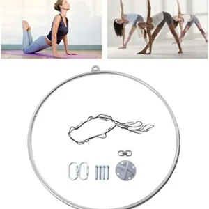 XUANIIIL Aerial Hoop, 85cm Complete Aerial Lyra Hoop Set, Stainless Steel Yoga Hoop Gymnastic Equipment Kit Single Point Yoga Ring Dancing Circus for Acrobatics Performance