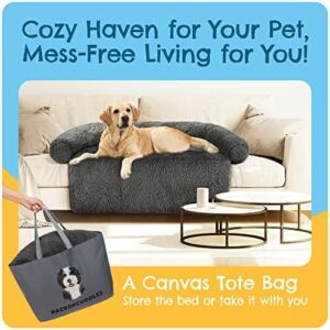 XXL Calming Dog Bed for Couch – Plush Mat and Cover for Sofa, Crate & Furniture, Waterproof, Memory Foam & Washable for Large Dogs, Cats & Pets – Portable & Comfy with Bag (Gray)