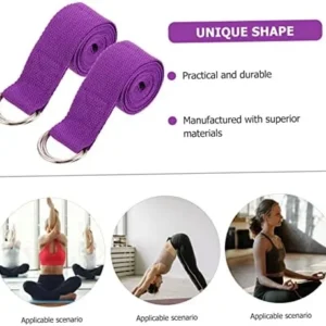 Yardwe 8 Pcs Yoga Strap Physical Exercise Bands Stretching Bands Professional Yoga Band Gym Bands Exercise Mat Holder Leg Stretch Strap Metal Pull Rope Lengthen Purple