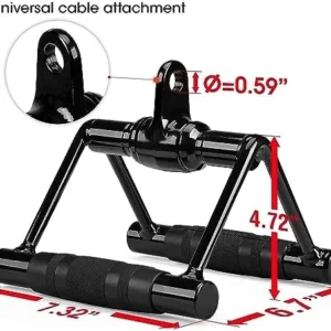 Yes4All Double D Row Handle, Straight Bar 980LBS Cable Machine Accessories Attachment, LAT Pull Down V Bar for Weight Workout