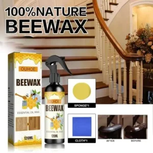 YG LianKai 3PC Natural Micro-Molecularized Beeswax Spray,Beeswax Furniture Polish Spray,Original Beeswax Furniture Polish,Beeswax Spray Cleaner,Furniture Beeswax Spray(120ml+Sponge+Cloth)