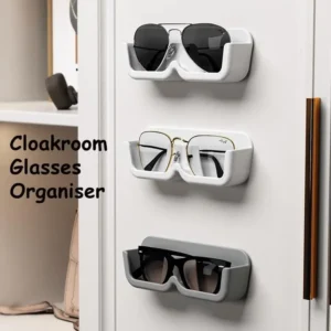 YIEZI Sunglasses Organizer Wall Mounted Glasses Storage Plastic Eyeglasses Stand Eyewear Display, Home Decor (3Pcs Grey Glasses Holder)