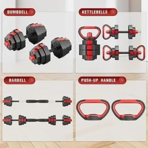 YllJYK Adjustable Weights Dumbbells Set, 50LB/65LB/80LB Free Weights with 4 Modes, Mutiweight Dumbbell/Barbell/Kettlebell, Versatile Weight Set for Home Gym, Workout Equipment for Men and Women