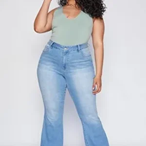 YMI Women’s Junior Plus Size Basic Flare Jean