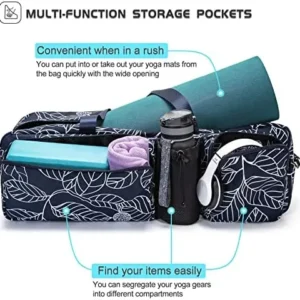 Yoga Mat Bag, Waterproof Large Yoga Bags and Carriers Tote Bag for Women Men, Gym Tote Sports Duffle Bag Carry Bag with Wet Pocket & Shoulder Strap for Yoga Pilates Workout Dancing