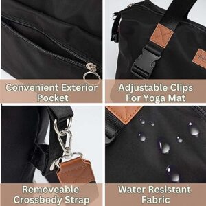 Yoga Mat Bag-Yoga Tote Bag w/Clips-Wipeable Yoga Bags and Carriers Fits All Your Stuff-Gym Bag with Yoga Mat Holder-Travel w/Yoga Mat Bags for Women