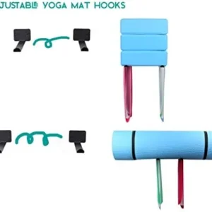 Yoga Mat Storage Rack Wall Mounted Wall Holder，4 Pcs 2 Set Multi Purpose Exercise Mat Wall Hanger Wall Hooks for Storing Yoga Mats，Yoga Blocks, Foam Roller,Exercise Mat