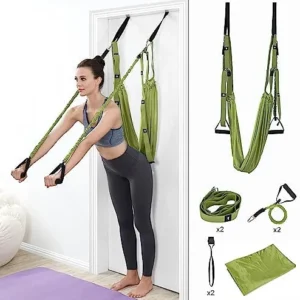 Yoga Stretching Strap, Leg Waist Back Bend Auxiliary Yoga Stretch Band, Upgraded Version with Door Anchor 2 Resistance Rope Stretch Strap Inversion Trainer for Pilates Dance Aerial Yoga Fitness