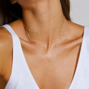 Yoosteel Layered Initial Necklaces for Women Trendy, 14K Gold Plated Letter A-Z Pendant Necklace Tiny Initial Necklace Personalized Monogram Layered Gold Initial Necklaces for Women Girls Jewelry