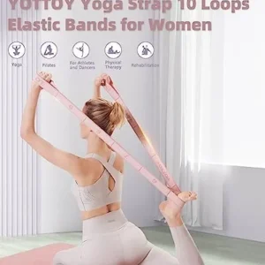 YOTTOY Yoga Strap and Resistance Bands-Exercise Elastic Bands for Working Out Women with 10 Loops-Perfect for Stretching and Physical Therapy