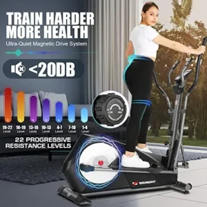 YOUNGFIT Elliptical Machine, Foldable Elliptical Machine for Home, 22 Resistance Levels with Large LCD Monitor Eliptical Exercise Machine