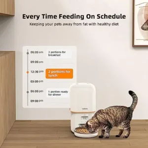 Yuposl Automatic Cat Feeders – 16cup/136oz Cat Food Dispenser Easy to Use, Timed Automatic Pet Feeder with Over 180-day Battery Life, 1-6 Meals Dry Food Programmable Portion Control Also for Dogs