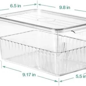 YYQX Plastic Storage Containers, 2-Pack Clear Storage Bins with Lids Kitchen Organization & Pantry Storage, BPA-Free Fridge Organizer, Cabinet Organizers, Medium