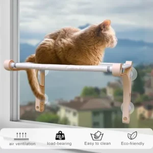 Zalaxt Cordless Cat Window Perch,Comfortable & Safe Cat Hammock for Wall with 4 Suction Cups,Sturdy Frame and Soft Cushions,with Removable Two Fabrics Covers,Cat Beds for Indoor Cats