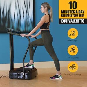 ZELUS Vibration Plate Exercise Machine | Extra Large 1.5hp Workout Equipment for Weight Loss Fitness | Gym Equipment for Home with Built-in Speakers, Resistance Bands, Holds up to 330lb, Black