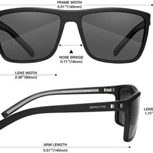 ZENOTTIC Polarized Sunglasses for Men Lightweight TR90 Frame UV400 Protection Square Sun Glasses